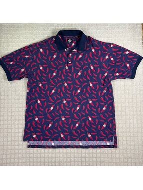 Tabasco navy chili pepper print polo shirt xl